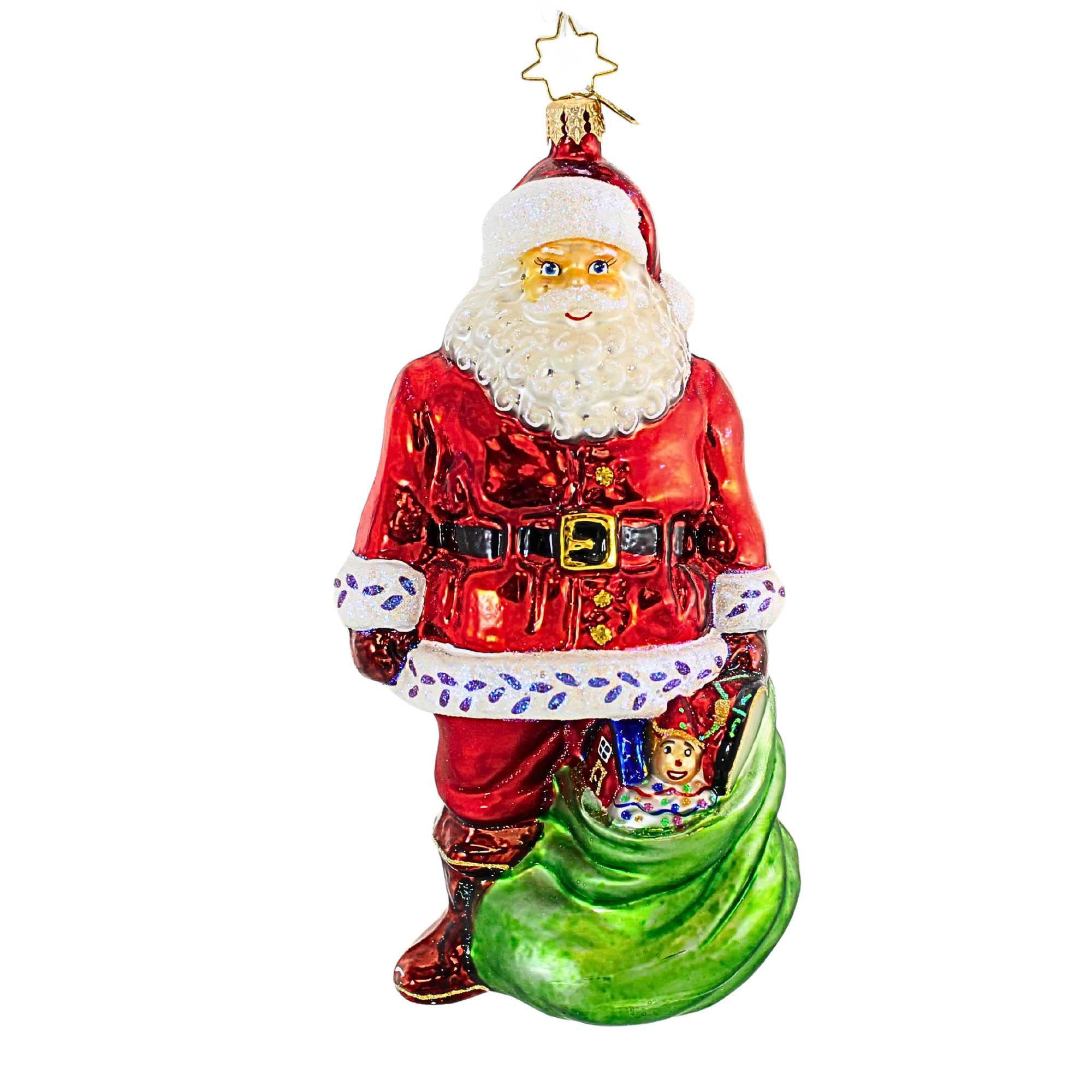 Christopher Radko On The Lookout Blown Glass Ornament Christmas Santa ...