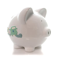 (8537) Bank Bank Baby Boy Train, 7.50 Inch, Ceramic Piggy Coins Cr100bb