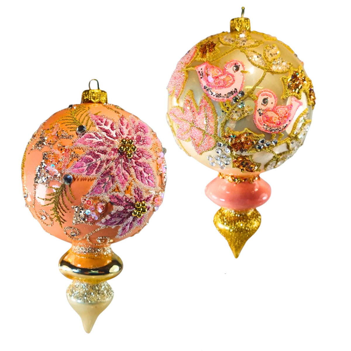 (63843) Pre-Order The Ornament King Coral Blush 2Pc Set, 7.00 Inch, Drop Ornament 42022 Set