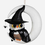 14.00 Inch Witchy Owl On Moon Paper Mache Halloween Bird Crescent Tj2305 (Bettj2305)