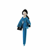 (Dcado7751) De Carlini Joelle In Metallic Glitter Blue Suit, 7.00 Inch, Ornament Italian Diva Shopper Do7751