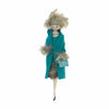 (Dcado7757) De Carlini Italian Ornaments Kate Helen In Blue Coat With Fur Trim, 7.00 Inch, Ornament Italian Diva Shopping Lady Do7757