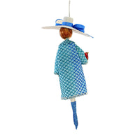 De Carlini Italian Ornaments Beatrix In Turquoise Coat - - SBKGifts.com