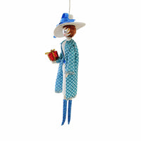 De Carlini Italian Ornaments Beatrix In Turquoise Coat - - SBKGifts.com