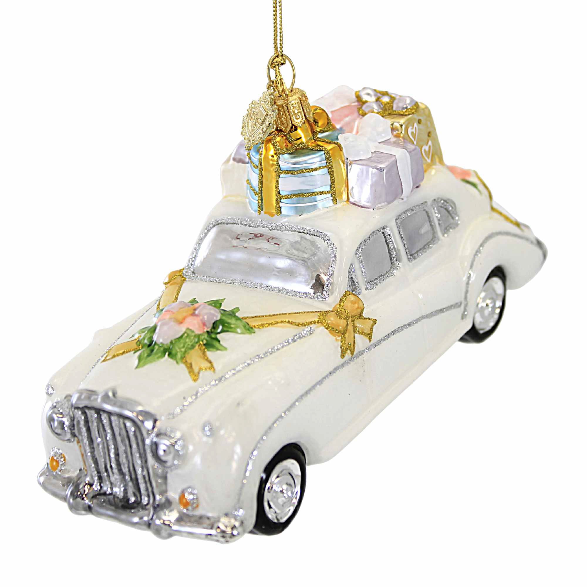 Huras Family Wedding Limo - 1 Glass Ornament 3.25 Inch, Glass ...