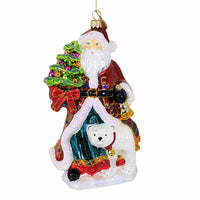 (Hur963) Santa And His Polar Bear Buddy, 7.00 Inch, Christmas Claus Tree Bell S963