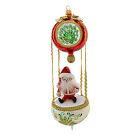 (Hy.23268A) Heartfully Yours Up, Up And Away - A Variation, 9.00 Inch, Italian Free Blown Santa Ornament 23268A