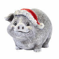 (Rom136592) Roman Piggy Pudgy Pal W/Santa Hat, 5.50 Inch, Christmas Garden Pork 136592