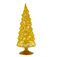 (Sec63719) Second Sale Colored Large Yellow Hue Glass Tree, 7.00 Inch, Decorative Holiday Decor Secms2105lrg Yellow