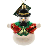 (24560) Old World Christmas Bowler Hat Snowboy, 4.75 Inch, Snowman Winter Fun 24161