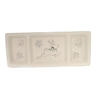 (34109) Tabletop Holiday Dance Sectional Plate, 1.50 Inch, Reindeer Snowflakes 1763120