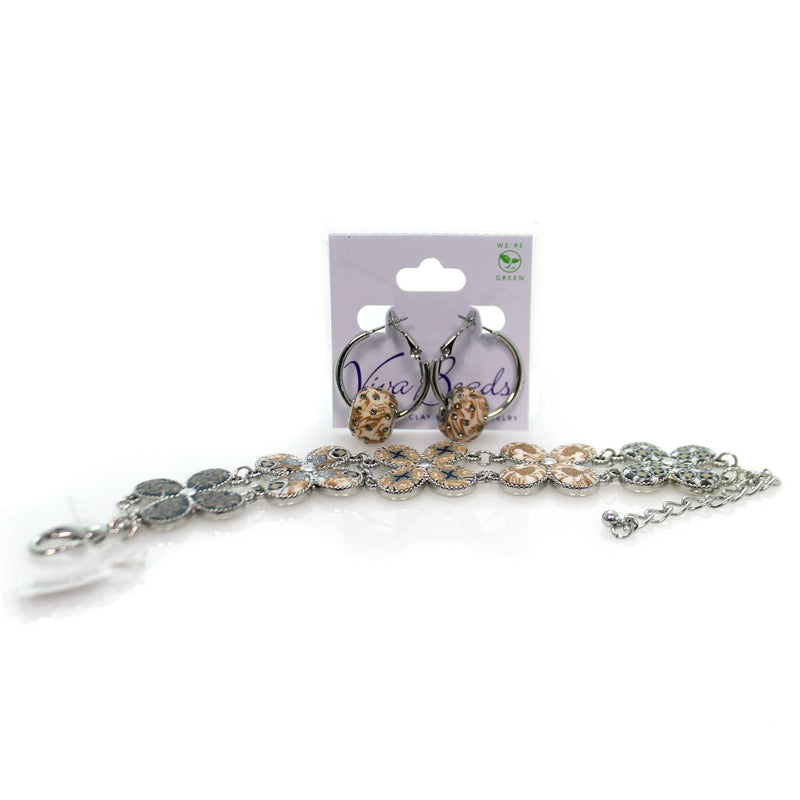 (35086) Jewelry Clover Bracelet/Earring Set, 7.25 Inch, Current Coconut Pierced 07402424