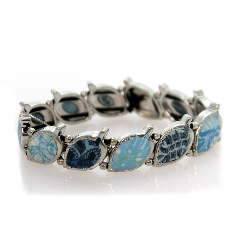 (35126) Jewelry Blue Brook Leaf Bracelet, 7.25 Inch, Stretch 04420021