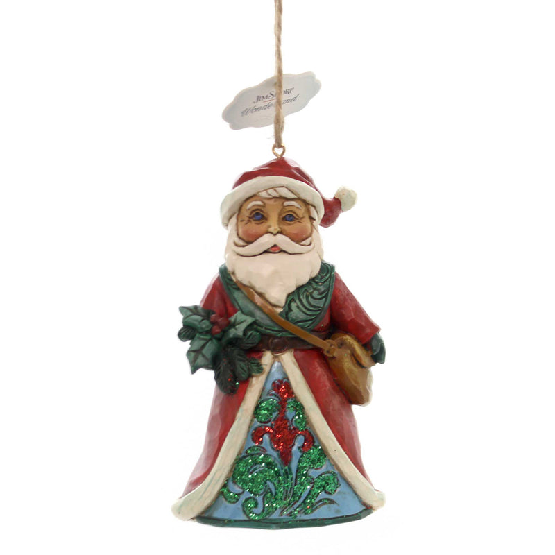 Jim Shore Winter Wonderland Santa Holding Holly Polyresin Ornament ...