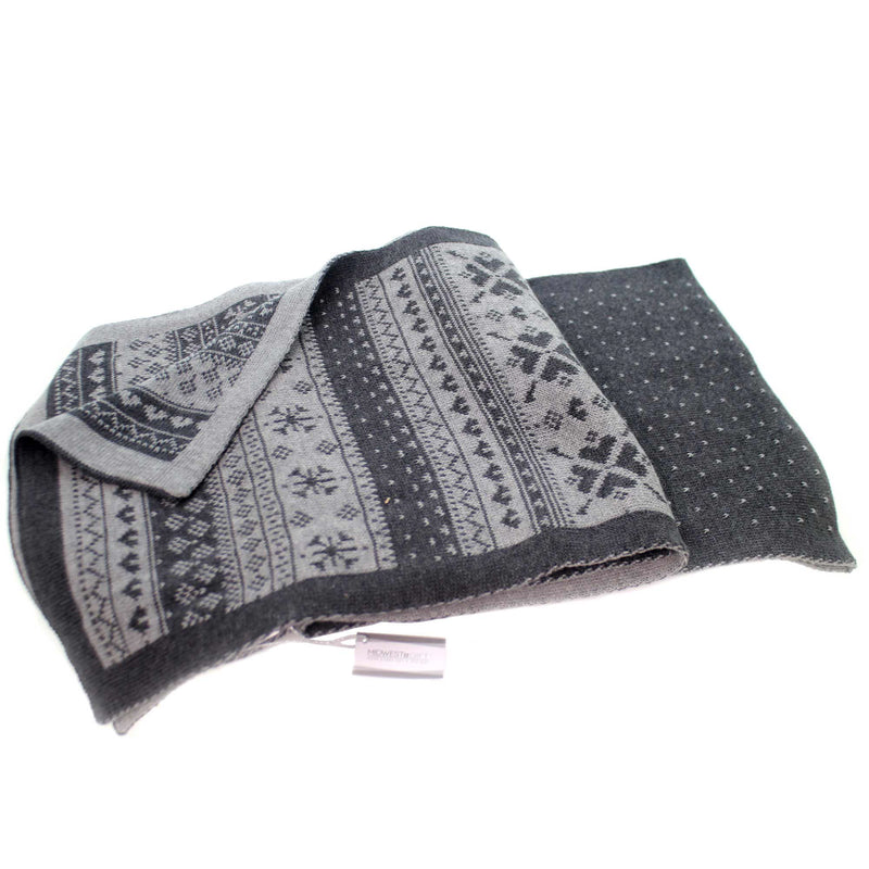 Apparel Grey Pattern Scarf Cotton Snowflakes 144462 | SBKGifts.com