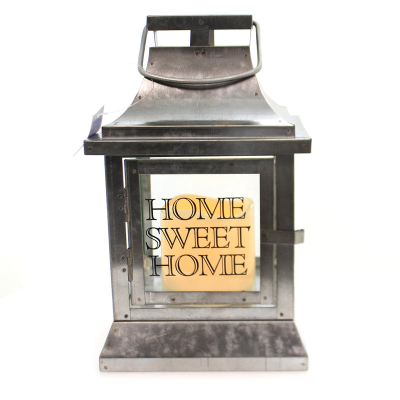 (40314) Home Decor Home Sweet Home Lantern, 10.25 Inch, Galvanized Metal Glass 58110