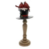 (43190) Christmas Top Hat W/Cardinal Pedestal Lg, 16.75 Inch, Red Bird Holly 53920B2