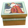 (43409) Christmas Winter Santa W/Tree Lidded Box, 6.25 Inch, Snowfall Bag Of Gifts 87658